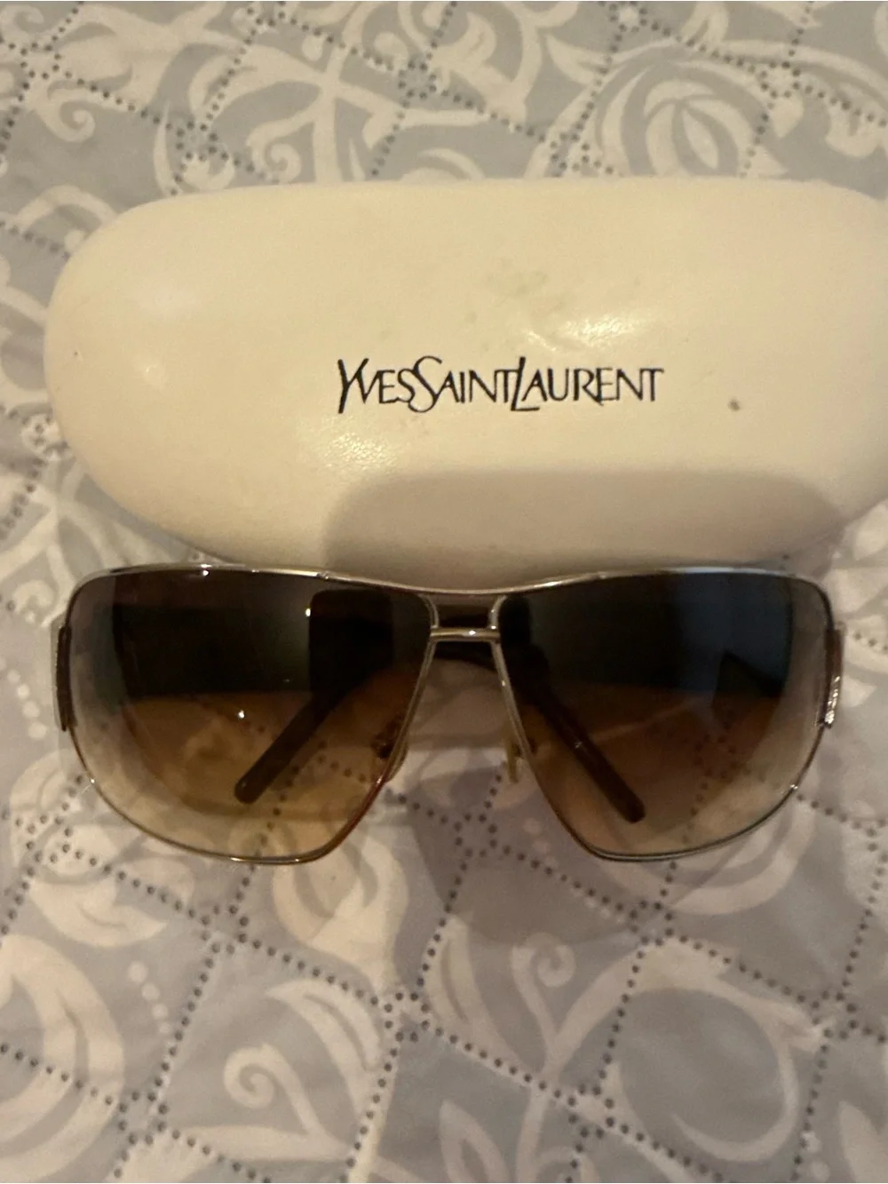Y2K Yves Saint Laurent unisex Aviator Sunglasses - Brown Gradient Lenses